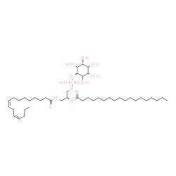 ChemSpider 2D Image | (2R)-1-[(9Z,12Z)-9,12-Hexadecadienoyloxy]-3-[(hydroxy{[(1s,3R)-2,3,4,5,6-pentahydroxycyclohexyl]oxy}phosphoryl)oxy]-2-propanyl stearate | C43H79O13P