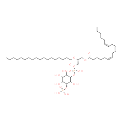 ChemSpider 2D Image | (2R)-3-[(Hydroxy{[(1S,5R)-2,3,4,6-tetrahydroxy-5-(phosphonooxy)cyclohexyl]oxy}phosphoryl)oxy]-2-(stearoyloxy)propyl (6Z,9Z,12Z)-6,9,12-octadecatrienoate | C45H82O16P2