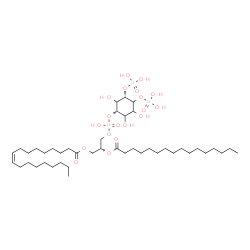 ChemSpider 2D Image | (2R)-3-[(Hydroxy{[(1S,5S)-2,3,6-trihydroxy-4,5-bis(phosphonooxy)cyclohexyl]oxy}phosphoryl)oxy]-2-(palmitoyloxy)propyl (9Z)-9-octadecenoate | C43H83O19P3