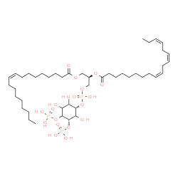 ChemSpider 2D Image | (2R)-1-[(Hydroxy{[(1S,5S)-2,3,6-trihydroxy-4,5-bis(phosphonooxy)cyclohexyl]oxy}phosphoryl)oxy]-3-[(9Z)-9-octadecenoyloxy]-2-propanyl (9Z,12Z,15Z)-9,12,15-octadecatrienoate | C45H81O19P3