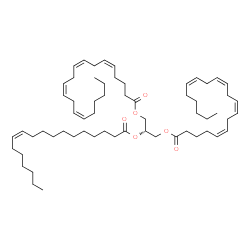 ChemSpider 2D Image | 2-[(11Z)-11-Octadecenoyloxy]-1,3-propanediyl (5Z,8Z,11Z,14Z,5'Z,8'Z,11'Z,14'Z)bis(-5,8,11,14-icosatetraenoate) | C61H100O6