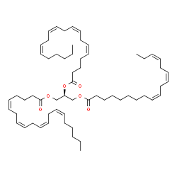 ChemSpider 2D Image | (2S)-3-[(9Z,12Z,15Z)-9,12,15-Octadecatrienoyloxy]-1,2-propanediyl (5Z,8Z,11Z,14Z,5'Z,8'Z,11'Z,14'Z)bis(-5,8,11,14-icosatetraenoate) | C61H96O6