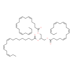 ChemSpider 2D Image | 2-[(9Z,12Z,15Z)-9,12,15-Octadecatrienoyloxy]-1,3-propanediyl (5Z,8Z,11Z,14Z,17Z,5'Z,8'Z,11'Z,14'Z,17'Z)bis(-5,8,11,14,17-icosapentaenoate) | C61H92O6
