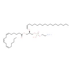 ChemSpider 2D Image | (2R)-3-{[(2-Aminoethoxy)(hydroxy)phosphoryl]oxy}-2-[(1Z)-1-octadecen-1-yloxy]propyl (6Z,9Z,12Z)-6,9,12-octadecatrienoate | C41H76NO7P