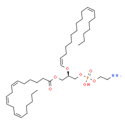 ChemSpider 2D Image | (2R)-3-{[(2-Aminoethoxy)(hydroxy)phosphoryl]oxy}-2-[(1Z,11Z)-1,11-octadecadien-1-yloxy]propyl (6Z,9Z,12Z)-6,9,12-octadecatrienoate | C41H74NO7P