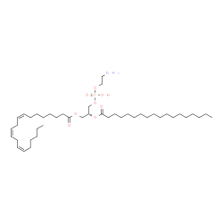 ChemSpider 2D Image | (2R)-3-{[(2-Aminoethoxy)(hydroxy)phosphoryl]oxy}-2-(stearoyloxy)propyl (8Z,11Z,14Z)-8,11,14-icosatrienoate | C43H80NO8P