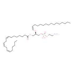 ChemSpider 2D Image | (2R)-3-{[(2-Aminoethoxy)(hydroxy)phosphoryl]oxy}-2-[(1Z)-1-hexadecen-1-yloxy]propyl (8Z,11Z,14Z)-8,11,14-icosatrienoate | C41H76NO7P