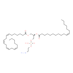 ChemSpider 2D Image | (2R)-3-{[(2-Aminoethoxy)(hydroxy)phosphoryl]oxy}-2-[(11Z)-11-octadecenoyloxy]propyl (7Z,10Z,13Z,16Z)-7,10,13,16-docosatetraenoate | C45H80NO8P