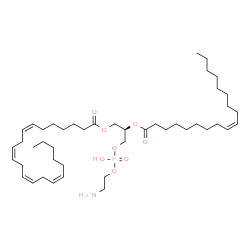 ChemSpider 2D Image | (2R)-3-{[(2-Aminoethoxy)(hydroxy)phosphoryl]oxy}-2-[(9Z)-9-octadecenoyloxy]propyl (7Z,10Z,13Z,16Z)-7,10,13,16-docosatetraenoate | C45H80NO8P