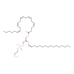 ChemSpider 2D Image | (2R)-3-{[(2-Aminoethoxy)(hydroxy)phosphoryl]oxy}-2-[(1Z)-1-hexadecen-1-yloxy]propyl (4Z,7Z,10Z,13Z,16Z)-4,7,10,13,16-docosapentaenoate | C43H76NO7P