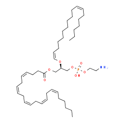 ChemSpider 2D Image | (2R)-3-{[(2-Aminoethoxy)(hydroxy)phosphoryl]oxy}-2-[(1Z,11Z)-1,11-octadecadien-1-yloxy]propyl (4Z,7Z,10Z,13Z,16Z)-4,7,10,13,16-docosapentaenoate | C45H78NO7P