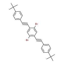 ChemSpider 2D Image | 1,4-Dibromo-2,5-bis{[4-(2-methyl-2-propanyl)phenyl]ethynyl}benzene | C30H28Br2