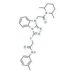 ChemSpider 2D Image | 2-({9-[2-(2,6-Dimethyl-1-piperidinyl)-2-oxoethyl]-9H-[1,2,4]triazolo[4,3-a]benzimidazol-3-yl}sulfanyl)-N-(3-methylphenyl)acetamide | C26H30N6O2S