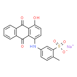 ChemSpider 2D Image | Sodium 5-[(4-hydroxy-9,10-dioxo-9,10-dihydro-1-anthracenyl)amino]-2-methylbenzenesulfonate | C21H14NNaO6S