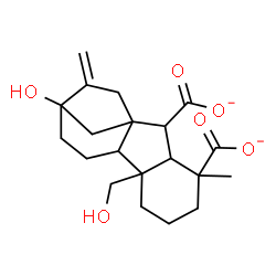ChemSpider 2D Image | 7-Hydroxy-4a-(hydroxymethyl)-1-methyl-8-methylenegibbane-1,10-dicarboxylate | C20H26O6