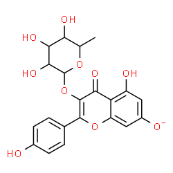 ChemSpider 2D Image | 3-[(6-Deoxyhexopyranosyl)oxy]-5-hydroxy-2-(4-hydroxyphenyl)-4-oxo-4H-chromen-7-olate | C21H19O10