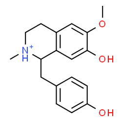ChemSpider 2D Image | 7-Hydroxy-1-(4-hydroxybenzyl)-6-methoxy-2-methyl-1,2,3,4-tetrahydroisoquinolinium | C18H22NO3