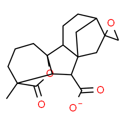 ChemSpider 2D Image | 11-Methyl-16-oxospiro[15-oxapentacyclo[9.3.2.1~5,8~.0~1,10~.0~2,8~]heptadecane-6,2'-oxirane]-9-carboxylate | C19H23O5