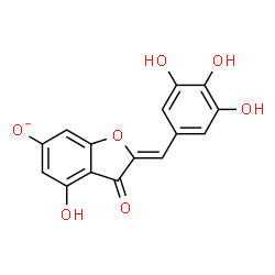 ChemSpider 2D Image | (2Z)-4-Hydroxy-3-oxo-2-(3,4,5-trihydroxybenzylidene)-2,3-dihydro-1-benzofuran-6-olate | C15H9O7