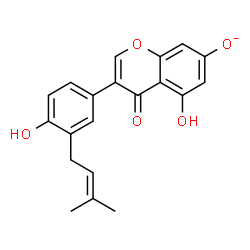 ChemSpider 2D Image | 5-Hydroxy-3-[4-hydroxy-3-(3-methyl-2-buten-1-yl)phenyl]-4-oxo-4H-chromen-7-olate | C20H17O5