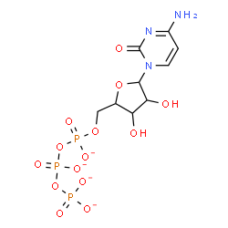 ChemSpider 2D Image | 4-Amino-1-[5-O-({[(phosphonatooxy)phosphinato]oxy}phosphinato)pentofuranosyl]-2(1H)-pyrimidinone | C9H12N3O14P3