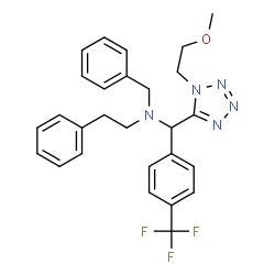 ChemSpider 2D Image | N-Benzyl-N-{[1-(2-methoxyethyl)-1H-tetrazol-5-yl][4-(trifluoromethyl)phenyl]methyl}-2-phenylethanamine | C27H28F3N5O