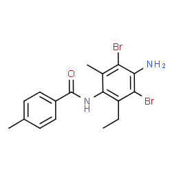 ChemSpider 2D Image | N-(4-Amino-3,5-dibromo-2-ethyl-6-methylphenyl)-4-methylbenzamide | C17H18Br2N2O