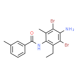 ChemSpider 2D Image | N-(4-Amino-3,5-dibromo-2-ethyl-6-methylphenyl)-3-methylbenzamide | C17H18Br2N2O