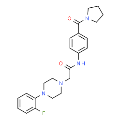 ChemSpider 2D Image | 2-[4-(2-Fluorophenyl)-1-piperazinyl]-N-[4-(1-pyrrolidinylcarbonyl)phenyl]acetamide | C23H27FN4O2