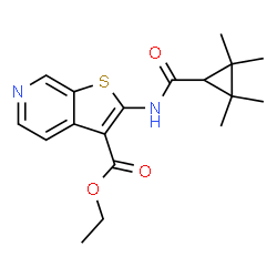 ChemSpider 2D Image | Ethyl 2-{[(2,2,3,3-tetramethylcyclopropyl)carbonyl]amino}thieno[2,3-c]pyridine-3-carboxylate | C18H22N2O3S