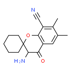 ChemSpider 2D Image | 3-Amino-6,7-dimethyl-4-oxo-3,4-dihydrospiro[chromene-2,1'-cyclohexane]-8-carbonitrile | C17H20N2O2
