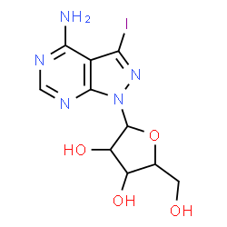 ChemSpider 2D Image | 3-Iodo-1-pentofuranosyl-1H-pyrazolo[3,4-d]pyrimidin-4-amine | C10H12IN5O4