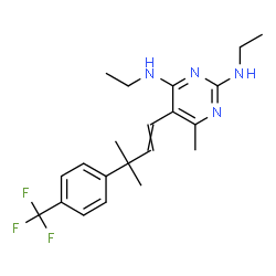 ChemSpider 2D Image | N,N'-Diethyl-6-methyl-5-{3-methyl-3-[4-(trifluoromethyl)phenyl]-1-buten-1-yl}-2,4-pyrimidinediamine | C21H27F3N4