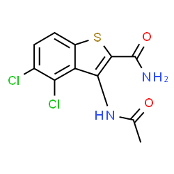 ChemSpider 2D Image | 3-Acetamido-4,5-dichloro-1-benzothiophene-2-carboxamide | C11H8Cl2N2O2S