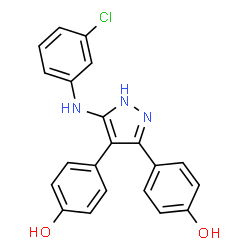 ChemSpider 2D Image | 4,4'-{5-[(3-Chlorophenyl)amino]-1H-pyrazole-3,4-diyl}diphenol | C21H16ClN3O2