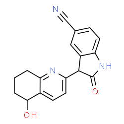 ChemSpider 2D Image | 3-(5-Hydroxy-5,6,7,8-tetrahydro-2-quinolinyl)-2-oxo-5-indolinecarbonitrile | C18H15N3O2