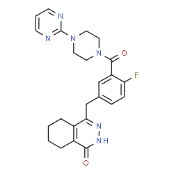 ChemSpider 2D Image | 4-(4-Fluoro-3-{[4-(2-pyrimidinyl)-1-piperazinyl]carbonyl}benzyl)-5,6,7,8-tetrahydro-1(2H)-phthalazinone | C24H25FN6O2