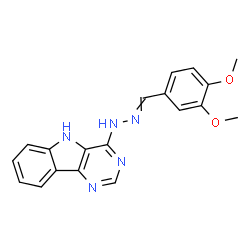 ChemSpider 2D Image | 4-[2-(3,4-Dimethoxybenzylidene)hydrazino]-5H-pyrimido[5,4-b]indole | C19H17N5O2