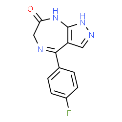 ChemSpider 2D Image | 4-(4-Fluorophenyl)-6,8-dihydropyrazolo[3,4-e][1,4]diazepin-7(1H)-one | C12H9FN4O