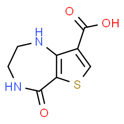 ChemSpider 2D Image | 5-Oxo-2,3,4,5-tetrahydro-1H-thieno[3,2-e][1,4]diazepine-8-carboxylic acid | C8H8N2O3S