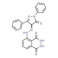 ChemSpider 2D Image | 5-[2-(5-Oxo-1,3-diphenyl-1,5-dihydro-4H-pyrazol-4-ylidene)hydrazino]-2,3-dihydro-1,4-phthalazinedione | C23H16N6O3