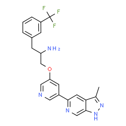 ChemSpider 2D Image | 1-{[5-(3-Methyl-1H-pyrazolo[3,4-c]pyridin-5-yl)-3-pyridinyl]oxy}-3-[3-(trifluoromethyl)phenyl]-2-propanamine | C22H20F3N5O