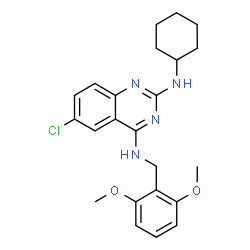 ChemSpider 2D Image | 6-Chloro-N~2~-cyclohexyl-N~4~-(2,6-dimethoxybenzyl)-2,4-quinazolinediamine | C23H27ClN4O2