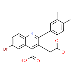 ChemSpider 2D Image | 6-Bromo-3-(carboxymethyl)-2-(3,4-dimethylphenyl)-4-quinolinecarboxylic acid | C20H16BrNO4
