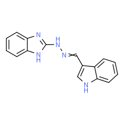 ChemSpider 2D Image | 2-[2-(1H-Indol-3-ylmethylene)hydrazino]-1H-benzimidazole | C16H13N5
