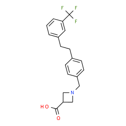 ChemSpider 2D Image | 1-(4-{2-[3-(Trifluoromethyl)phenyl]ethyl}benzyl)-3-azetidinecarboxylic acid | C20H20F3NO2