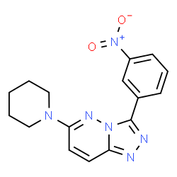 ChemSpider 2D Image | 3-(3-Nitrophenyl)-6-(1-piperidinyl)[1,2,4]triazolo[4,3-b]pyridazine | C16H16N6O2