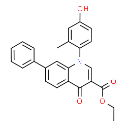 ChemSpider 2D Image | Ethyl 1-(4-hydroxy-2-methylphenyl)-4-oxo-7-phenyl-1,4-dihydro-3-quinolinecarboxylate | C25H21NO4