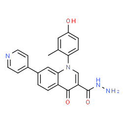 ChemSpider 2D Image | 1-(4-Hydroxy-2-methylphenyl)-4-oxo-7-(4-pyridinyl)-1,4-dihydro-3-quinolinecarbohydrazide | C22H18N4O3