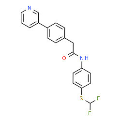 ChemSpider 2D Image | N-{4-[(Difluoromethyl)sulfanyl]phenyl}-2-[4-(3-pyridinyl)phenyl]acetamide | C20H16F2N2OS